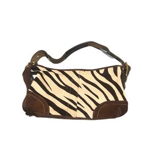 Coach Zebra Print Shoulder Bag with Brown Accents